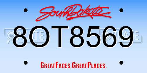 8OT8569 South Dakota License Plate