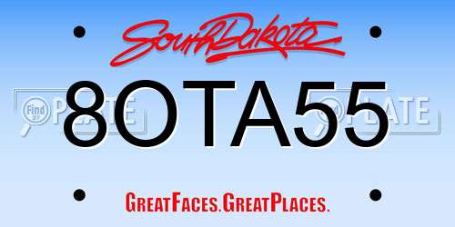 8OTA55 South Dakota License Plate