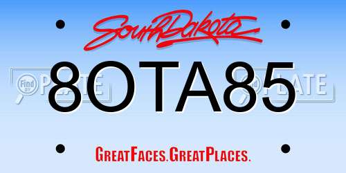 8OTA85 South Dakota License Plate