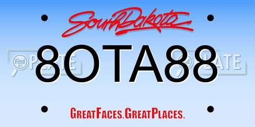 8OTA88 South Dakota License Plate