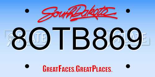 8OTB869 South Dakota License Plate