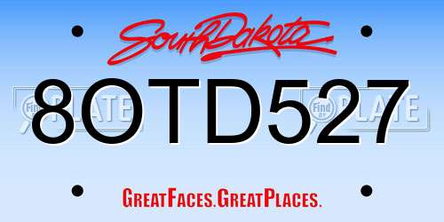 8OTD527 South Dakota License Plate