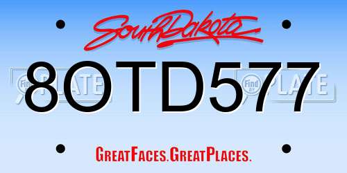 8OTD577 South Dakota License Plate