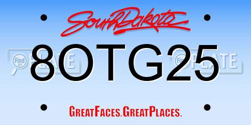 8OTG25 South Dakota License Plate