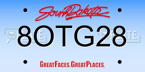 8OTG28 South Dakota License Plate