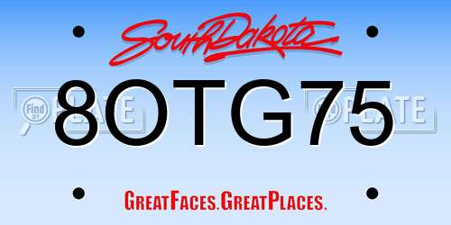 8OTG75 South Dakota License Plate