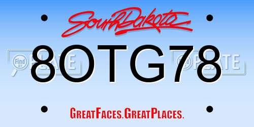 8OTG78 South Dakota License Plate