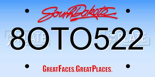 8OTO522 South Dakota License Plate
