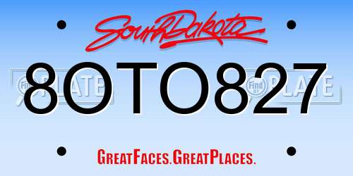 8OTO827 South Dakota License Plate