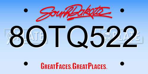 8OTQ522 South Dakota License Plate