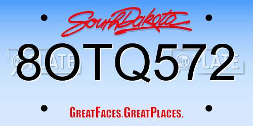 8OTQ572 South Dakota License Plate