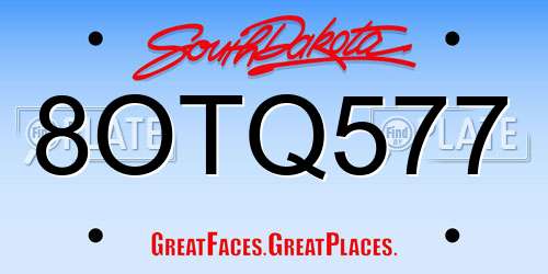 8OTQ577 South Dakota License Plate