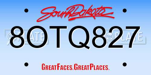 8OTQ827 South Dakota License Plate