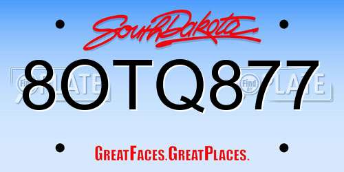 8OTQ877 South Dakota License Plate