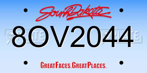 8OV2044 South Dakota License Plate