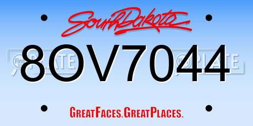 8OV7044 South Dakota License Plate
