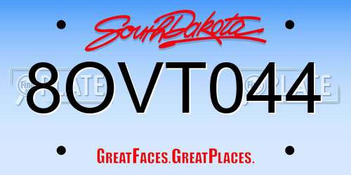 8OVT044 South Dakota License Plate