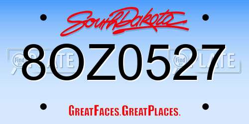 8OZ0527 South Dakota License Plate