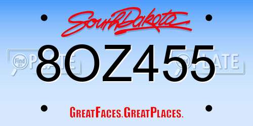 8OZ455 South Dakota License Plate