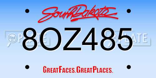 8OZ485 South Dakota License Plate