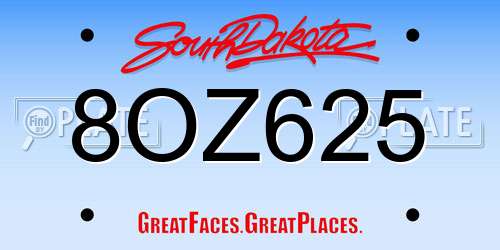 8OZ625 South Dakota License Plate