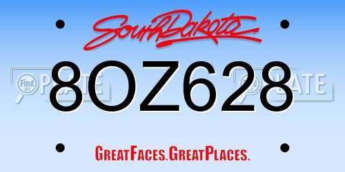 8OZ628 South Dakota License Plate