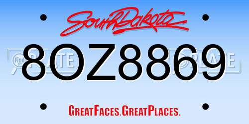 8OZ8869 South Dakota License Plate