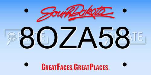 8OZA58 South Dakota License Plate