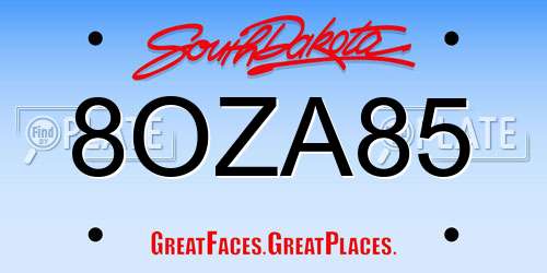 8OZA85 South Dakota License Plate