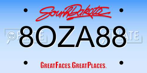 8OZA88 South Dakota License Plate