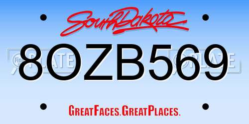 8OZB569 South Dakota License Plate