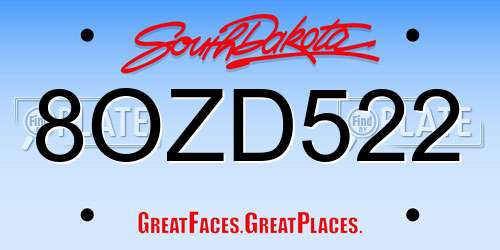 8OZD522 South Dakota License Plate