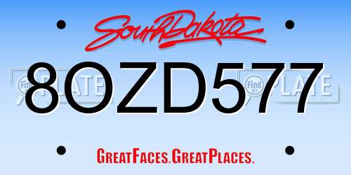 8OZD577 South Dakota License Plate