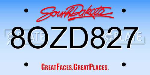 8OZD827 South Dakota License Plate