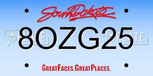 8OZG25 South Dakota License Plate