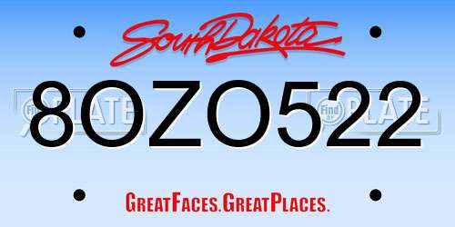 8OZO522 South Dakota License Plate