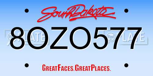 8OZO577 South Dakota License Plate