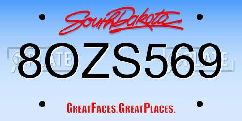 8OZS569 South Dakota License Plate