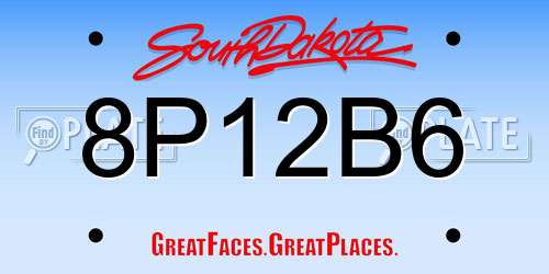 8P12B6 South Dakota License Plate
