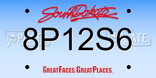 8P12S6 South Dakota License Plate