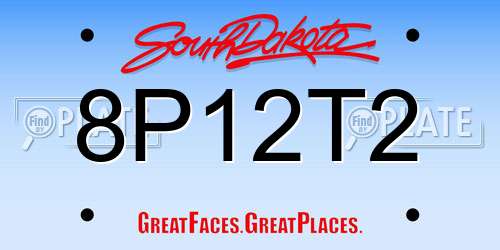 8P12T2 South Dakota License Plate