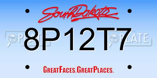 8P12T7 South Dakota License Plate