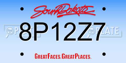 8P12Z7 South Dakota License Plate