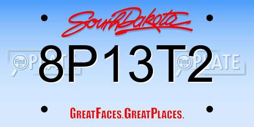 8P13T2 South Dakota License Plate