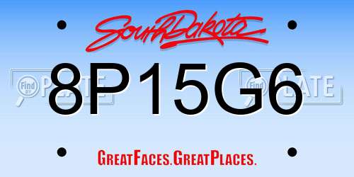 8P15G6 South Dakota License Plate
