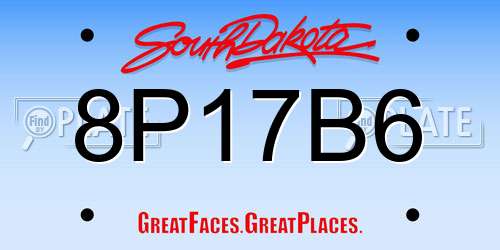 8P17B6 South Dakota License Plate