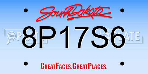 8P17S6 South Dakota License Plate