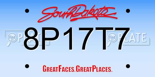8P17T7 South Dakota License Plate
