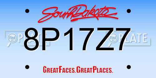 8P17Z7 South Dakota License Plate