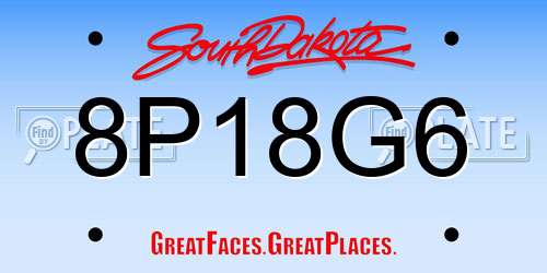 8P18G6 South Dakota License Plate
